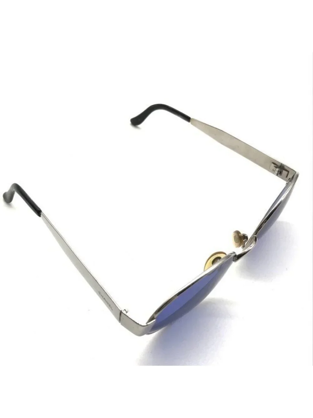 Chanel Logo Sunglasses Eyewear Blue Silver